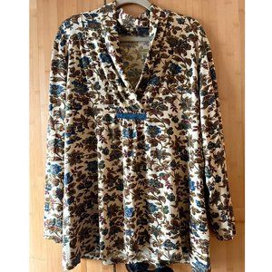 April Cornell Top ~ Concerto Jersey Pullover - soft ~ brown & blue florals NWT